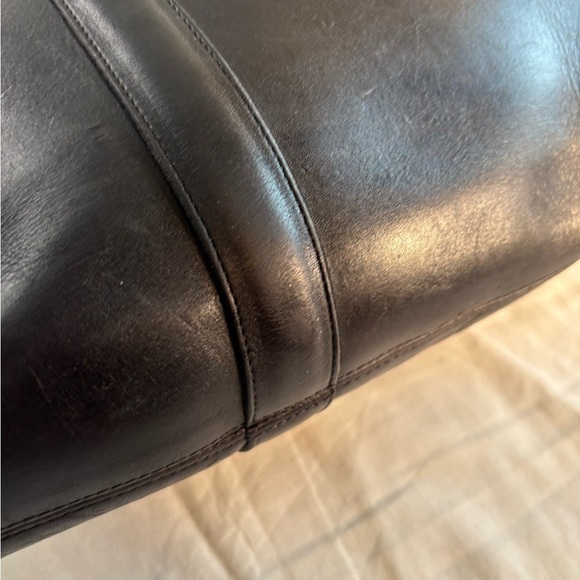 Coach Vtg NYC Shoulder Black Leather Brief - Envelope Portfolio Flannel - Picture 7 of 15